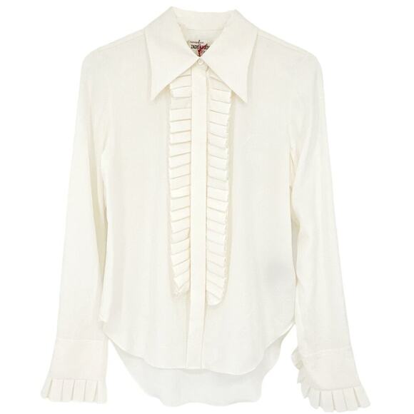 ZADIG & VOLTAIRE Tris Jac Leo Bisous Ruffle Front Blouse S - Picture 4 of 14